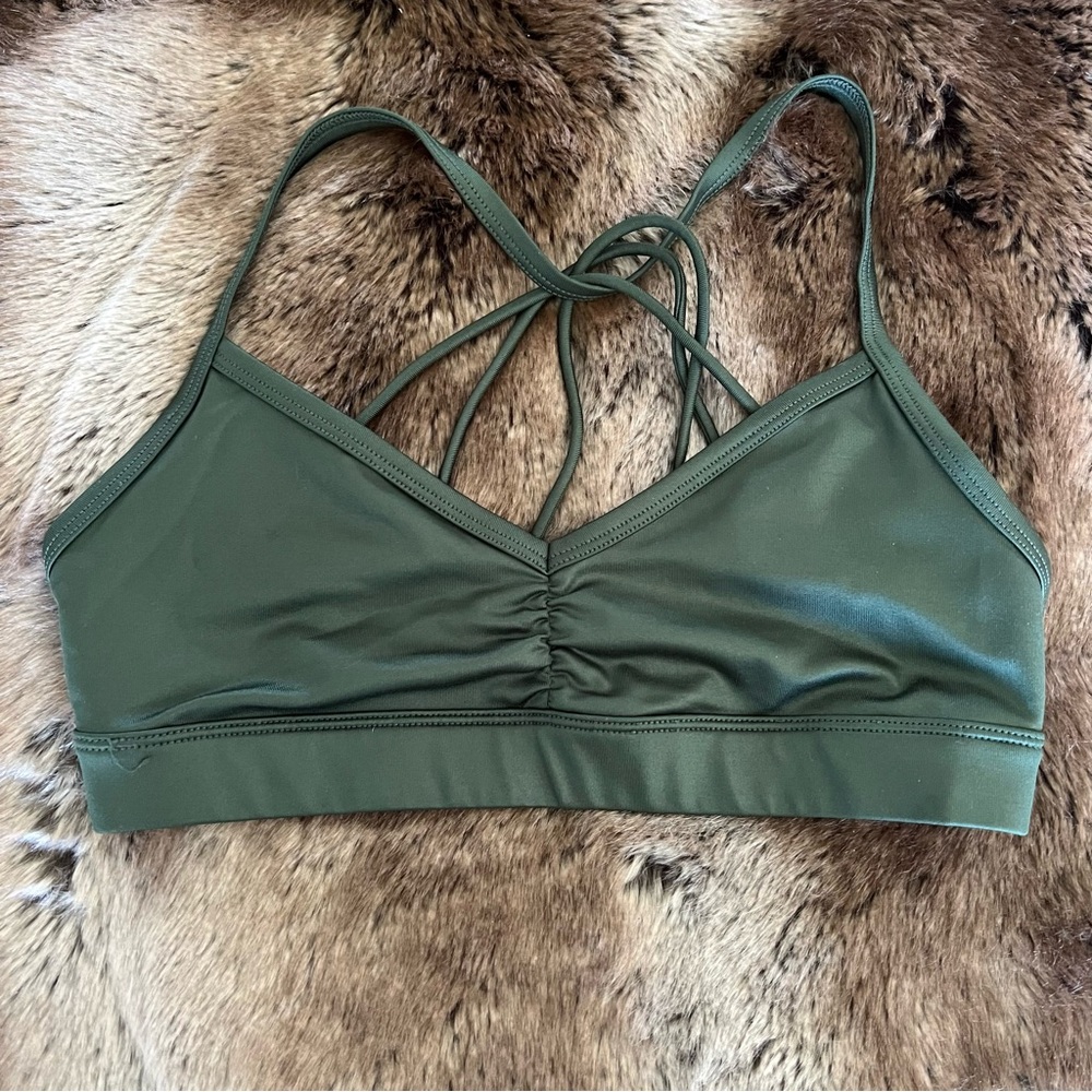 🚫SOLD🚫Alo Yoga Sunny Strappy Bra Top Shiny Hunter Glossy Small🚫SOLD🚫